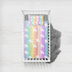 Unicorns Pastel Stripes SWCC5462 Crib Bedding, Crib Fitted Sheet, Crib Blanket