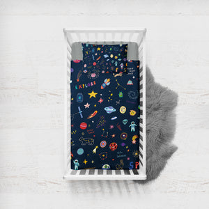 Cute Colorful Tiny Universe Draw  SWCC5467 Crib Bedding, Crib Fitted Sheet, Crib Blanket