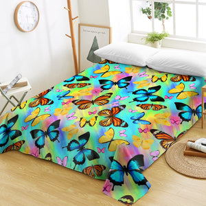 Multi Colorful Butterflies Gradient Pastel Theme SWCD5166 Flat Sheet