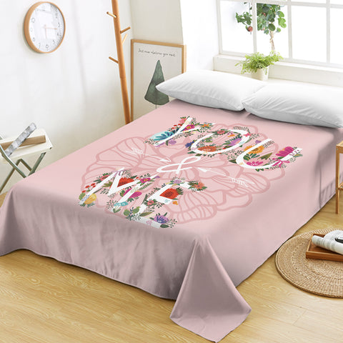 Image of Floral You And Me Pink Theme SWCD5446 Flat Sheet
