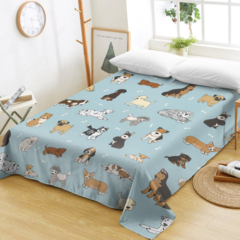 Image of Cute Dogs Drawing SWCD5464 Flat Sheet