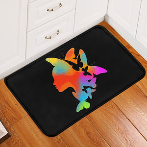 Gradient Colorful Butterflies Lady Face SWDD5168 Door Mat