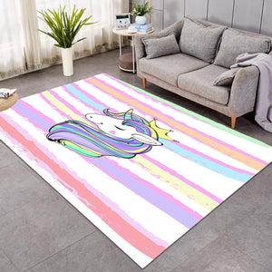 Happy Unicorn Queen Crown Colorful Stripes SWDD5203 Rug