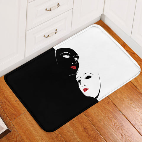 Image of B&W Face Masks Red Lips SWDD5447 Door Mat
