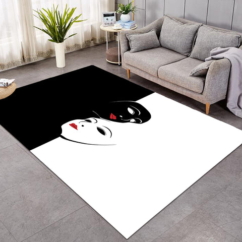 Image of B&W Face Masks Red Lips SWDD5447 Rug