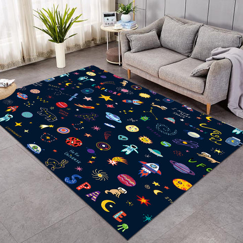 Image of Cute Colorful Tiny Universe Draw SWDD5467 Rug