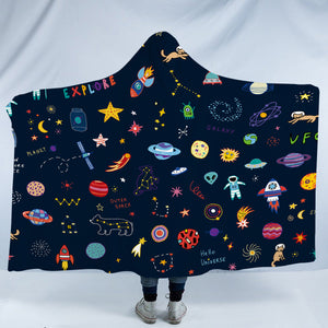 Cute Colorful Tiny Universe Draw SWLM5467 Hooded Blanket