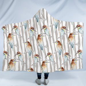 Sunbird Beige Stripes SWLM5468 Hooded Blanket