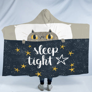 Cute Grey Cat Sleep Tight SWLM5501 Hooded Blanket