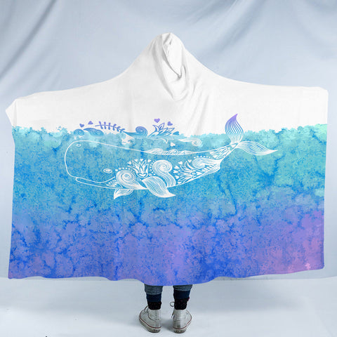 Image of Light Blue Mandala Fishing Theme SWLM6124 Hooded Blanket