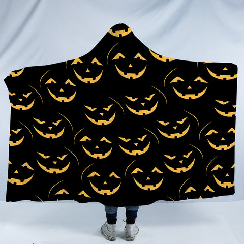 Image of Halloween Pumpskin Black Theme SWLM6201 Hooded Blanket