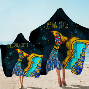 Colorful Russian Style Peacock SWLS5485 Hooded Towel
