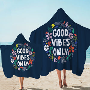 Floral Good Vibes Only SWLS5489 Hooded Towel