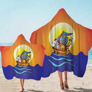 Animals On Boat Under The Sun SWLS5613 Hooded Towel