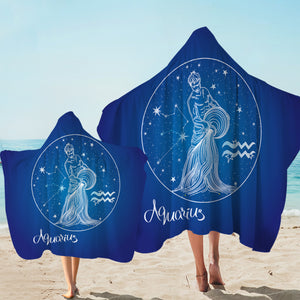 Aquarius Sign Blue Theme SWLS6108 Hooded Towel