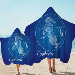 Capricorn Sign Blue Theme SWLS6113 Hooded Towel