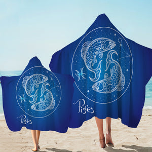 Pisces Sign Blue Theme SWLS6115 Hooded Towel