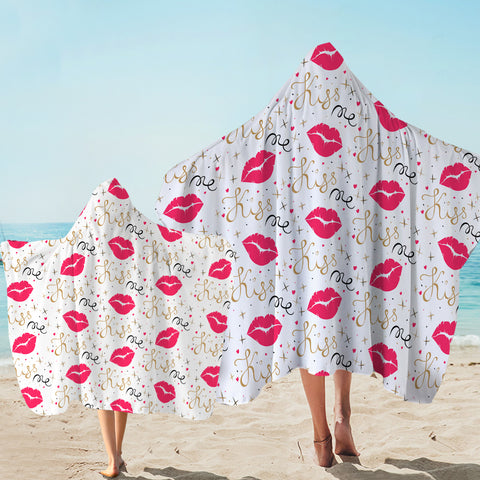 Image of Kiss Me Pink Lips SWLS6134 Hooded Towel