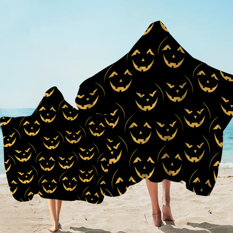Image of Halloween Pumpskin Black Theme SWLS6201 Hooded Towel