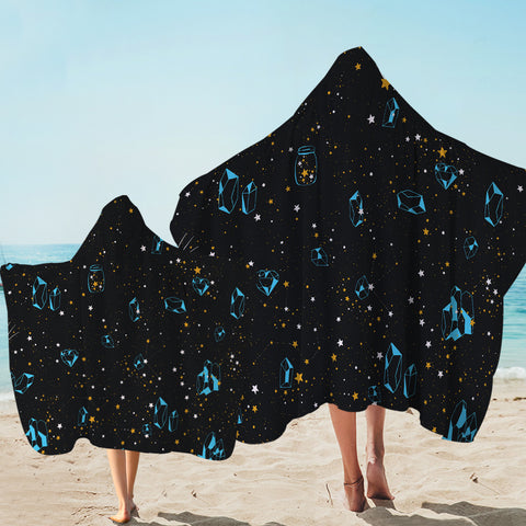 Image of Galaxy Blue Diamonds Collection Black Theme SWLS6219 Hooded Towel