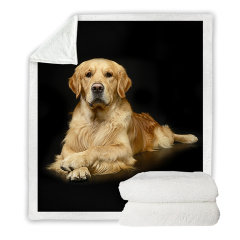 Image of 3D Print Golden Dog SWMT3301 Soft Sherpa Blanket