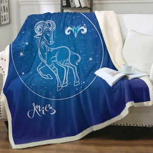 Aries Sign Blue Theme SWMT6114 Fleece Blanket