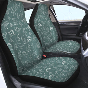 White Line Collection Of Dinosaur - Mint Theme SWQT5626 Car Seat Covers