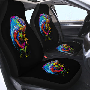 Colorful Iguana Black Theme SWQT6125 Car Seat Covers