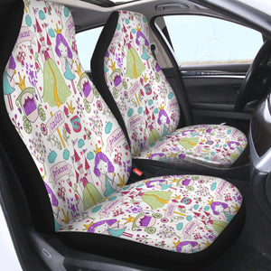 Colorful Cute Princess Kids Drawing SWQT6127 Car Seat Covers
