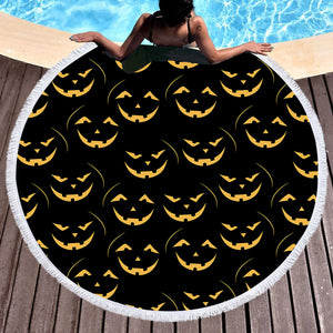 Halloween Pumpskin Black Theme SWST6201 Round Beach Towel