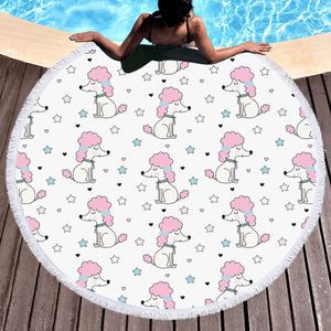 Tiny Royal Dog Collection Pink & White Theme SWST6209 Round Beach Towel