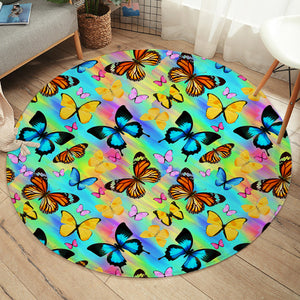 Multi Colorful Butterflies Gradient Pastel Theme SW5166 Round Rug