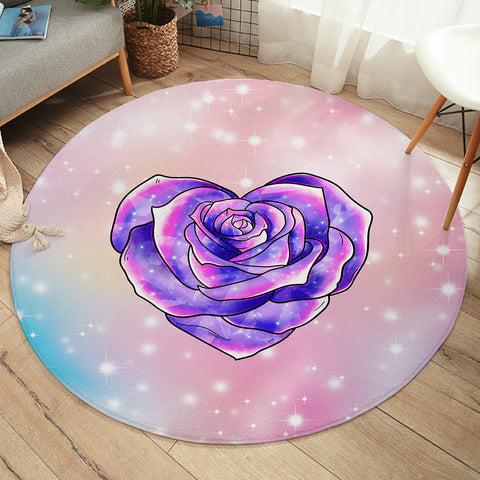 Image of Purple Heart Rose Pastel Theme SWYD5347 Round Rug