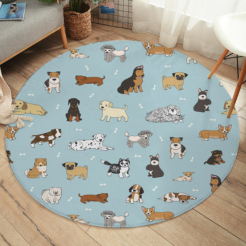 Image of Cute Dogs Drawing SWYD5464 Round Rug