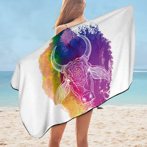 Colorful Splatter Mandala Buffalo White Line SWYJ5497 Bath Towel