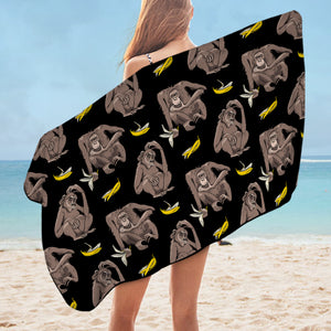 Multi Monkeys & Bananas Black Theme SWYJ5601 Bath Towel