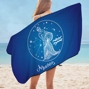Aquarius Sign Blue Theme SWYJ6108 Bath Towel
