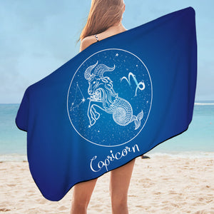 Capricorn Sign Blue Theme SWYJ6113 Bath Towel