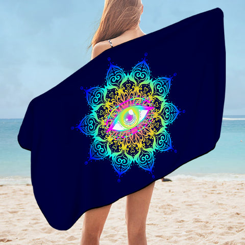 Image of Colorful Magical Eye Dark Blue Theme SWYJ6132 Bath Towel