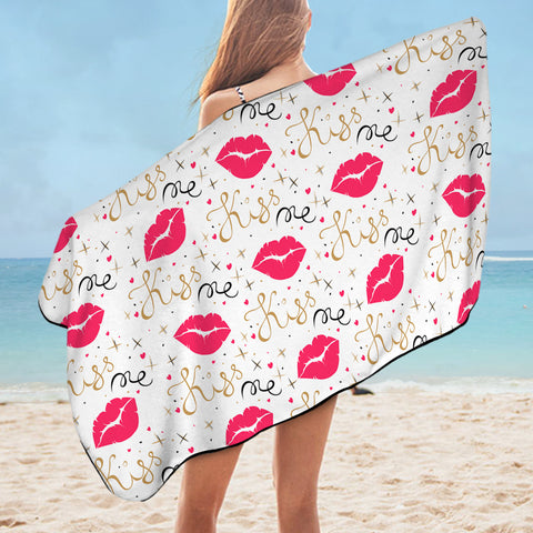 Image of Kiss Me Pink Lips SWYJ6134 Bath Towel