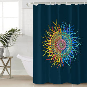 2-Tone Sun Mandala Orange & Blue SWYL4753 Shower Curtain