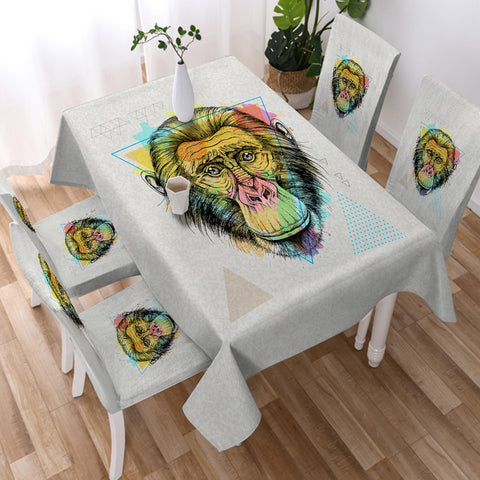 Image of Colorful Watercolor Triangle Monkey SWZB4751 Waterproof Tablecloth