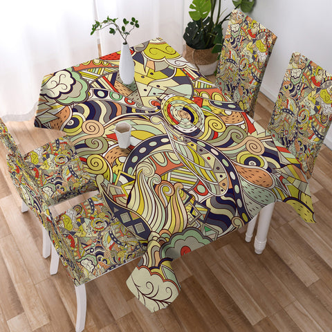 Image of Shade of Yellow Mandala Art Shape SWZB5194 Waterproof Tablecloth