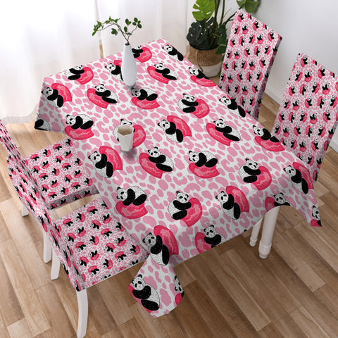 Image of Multi Love Panda Pink Theme SWZB5204 Waterproof Tablecloth