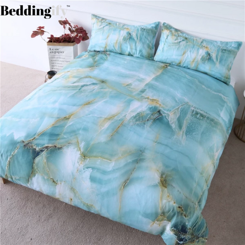 Image of Turquoise Marble Bedding Set - Beddingify