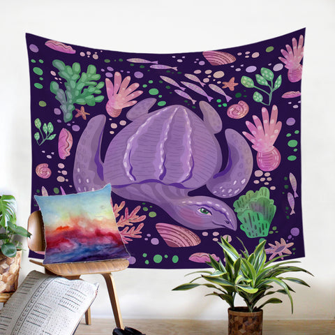 Image of Purple Turtle SW2521 Tapestry