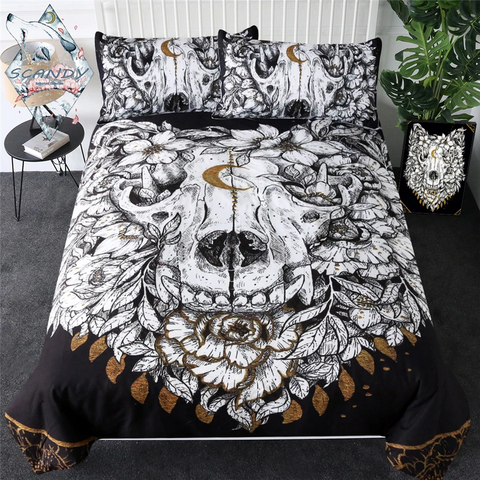 Image of Wolf Skull by Scandy Girl Bedding Set - Beddingify