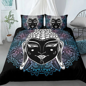 Buddha On Mandala Black Bedding Set - Beddingify