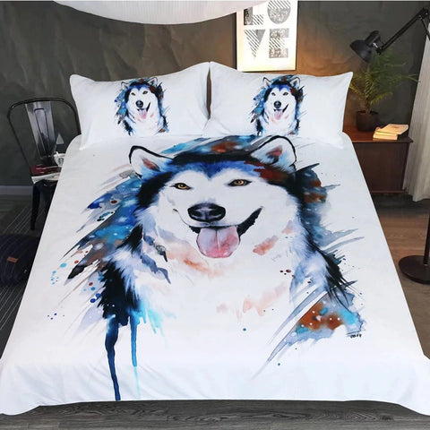 Image of Husky Dog Eye By Pixie Cold Art Bedding Set - Beddingify