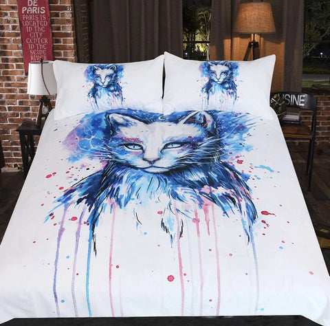 Image of Space Cat Eye By Pixie Cold Art Bedding Set - Beddingify